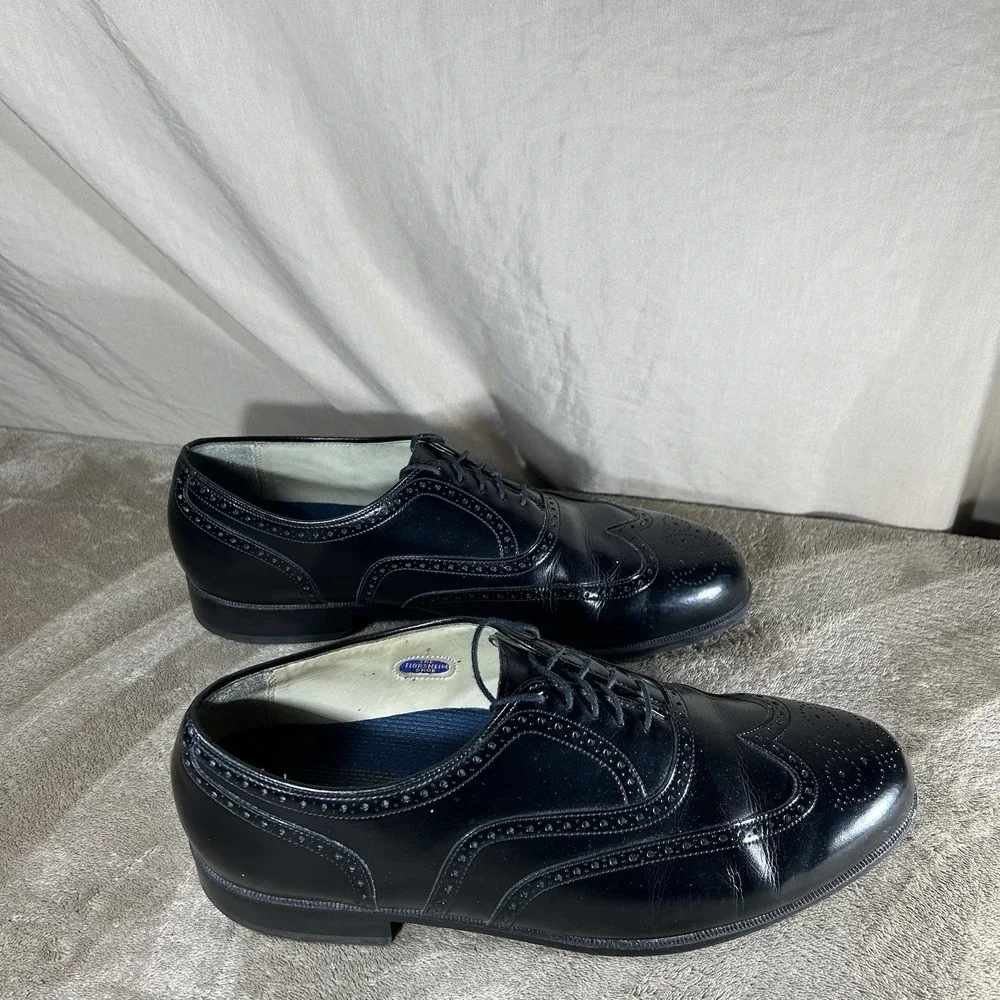 Florsheim Black Leather Wingtip Oxford Dress Shoes - Men's Size 10.5 E (Wide)
